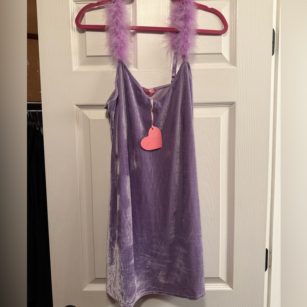 NWT Sugar Thrillz Purple Velour Mini Dress